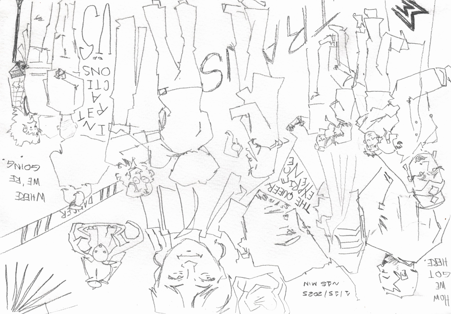 Faces at WashU's Queer Experience exhibition in Steinberg Hall, January 2025.